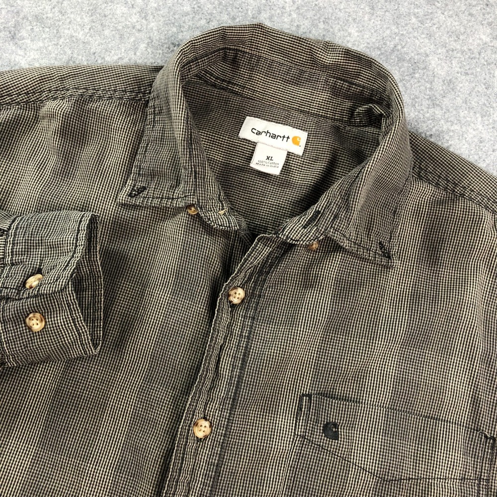 Carhartt Mens Shirt XL Black Plaid Long Sleeve Button Down Up Relaxed Fit